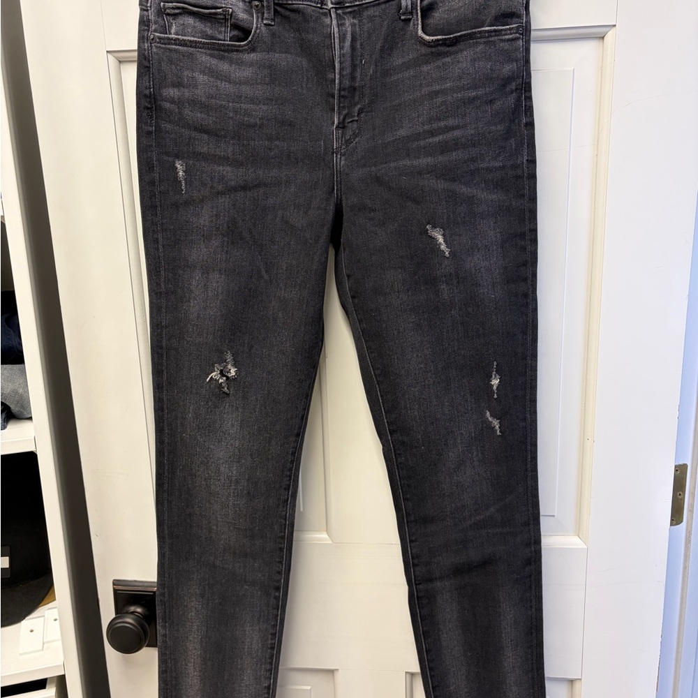 Vince Distressed Skinny Jeans, charcoal